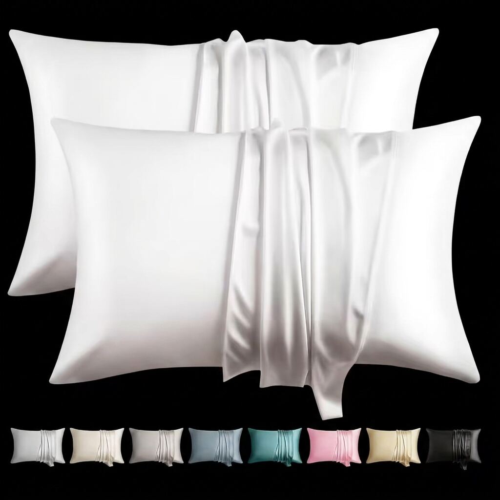 Free silk pillowcase options on a black background